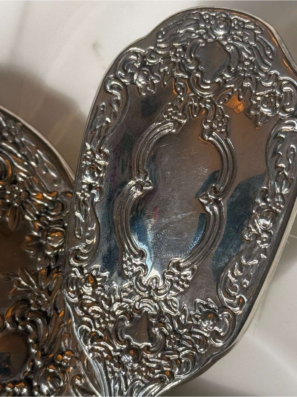 Vintage Ornate Sterling Silver Baby Vanity Set - Brush & Mirror - Picture 9 of 12